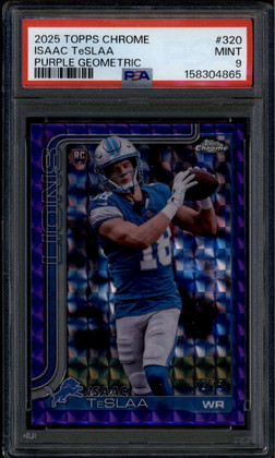2025 Topps Chrome Purple Geometric Refractor Isaac TeSlaa Rookie RC 12/75 PSA 9