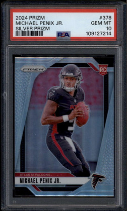 2024 Panini Prizm Prizms Silver Refractor 378 Michael Penix Jr. Rookie RC PSA 10