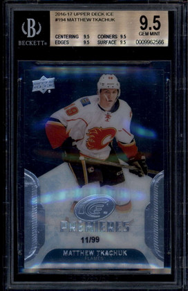 2016-17 Upper Deck Ice 194 Matthew Tkachuk Rookie RC 11/99 BGS 9.5 GEM MINT