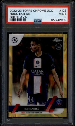 2022-23 Topps Chrome UEFA Gold Lava Refractor 125 Hugo Ekitike Rookie RC PSA 9