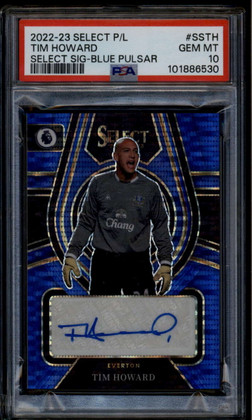 2022-23 Select EPL Signatures Blue Pulsar 29 Tim Howard Auto PSA 10 GEM MT