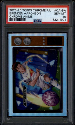 2025-26 Topps Chrome English Premier League Anime CABA Brenden Aaronson PSA 10