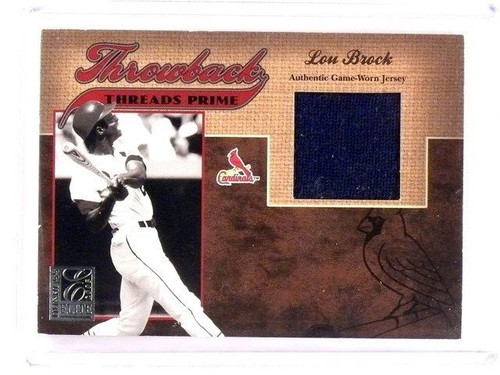 2005 Donruss Elite Lou Brock Throwback Threads Prime Jersey Patch #d17/25