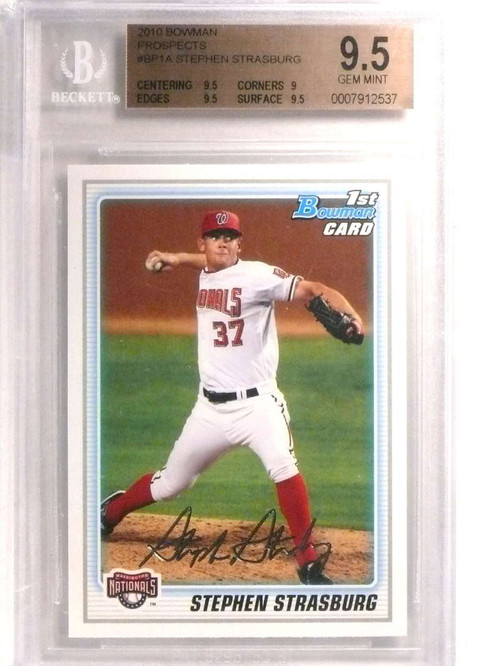 Stephen Strasburg Rookie Card 2010 Bowman Prospects Blue #BP1A BGS 9.5