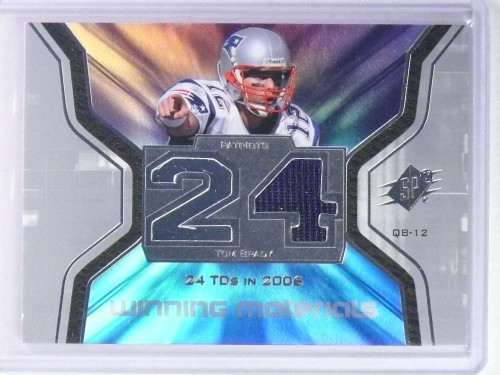 2002 UPPER DECK SPX TOM BRADY WINNING MATERIALS GAME USED JERSEY GOLD /250  CARD