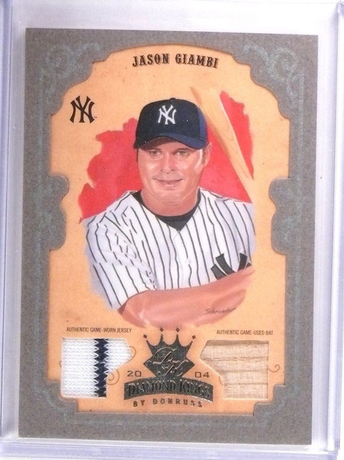 2004 Diamond Kings DK Framed Gold Jason Giambi Dual Bat Jersey #D08/10 #55  *6198