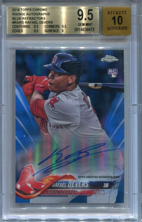 スポーツ選手 2018 Topps Throwback Rafael Devers PSA 9 2018 Topps Chrome Autograph Blue Refractor Rafael Devers RC