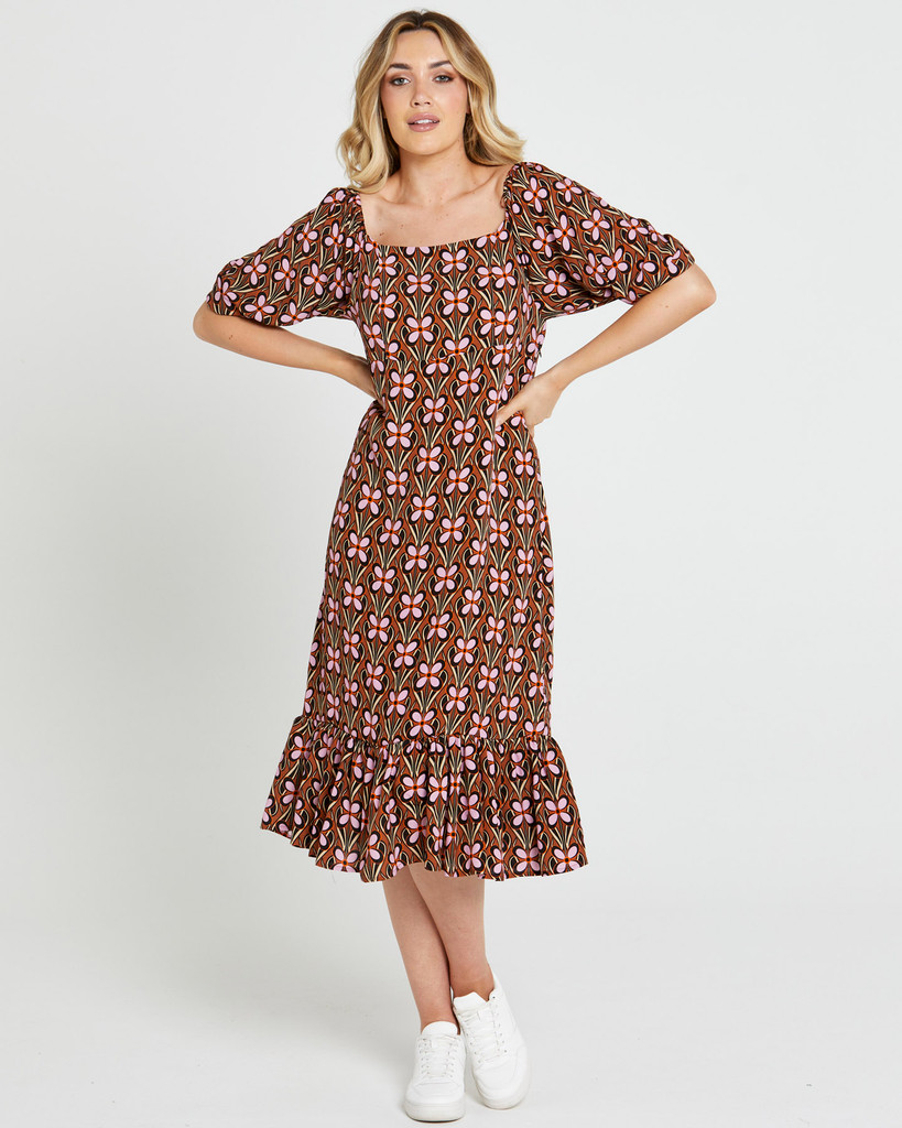 Sass Angela Frill Hem Midi Dress