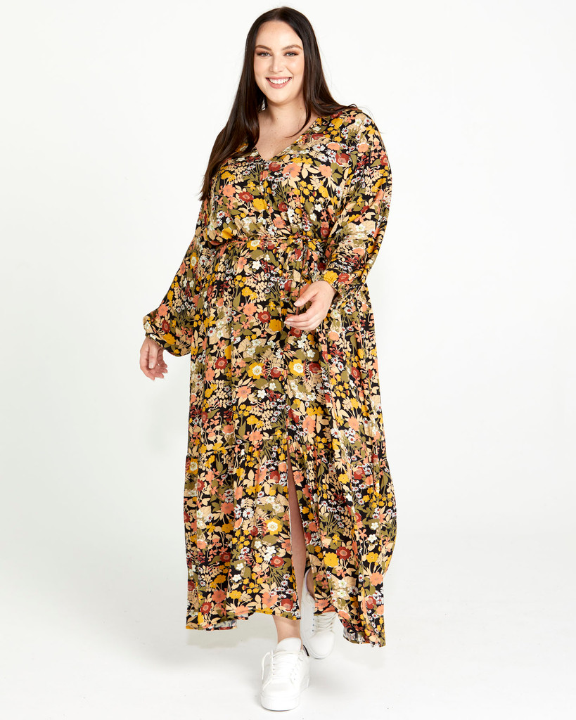 Sass Brigitte Balloon Sleeve Maxi Dress Floral