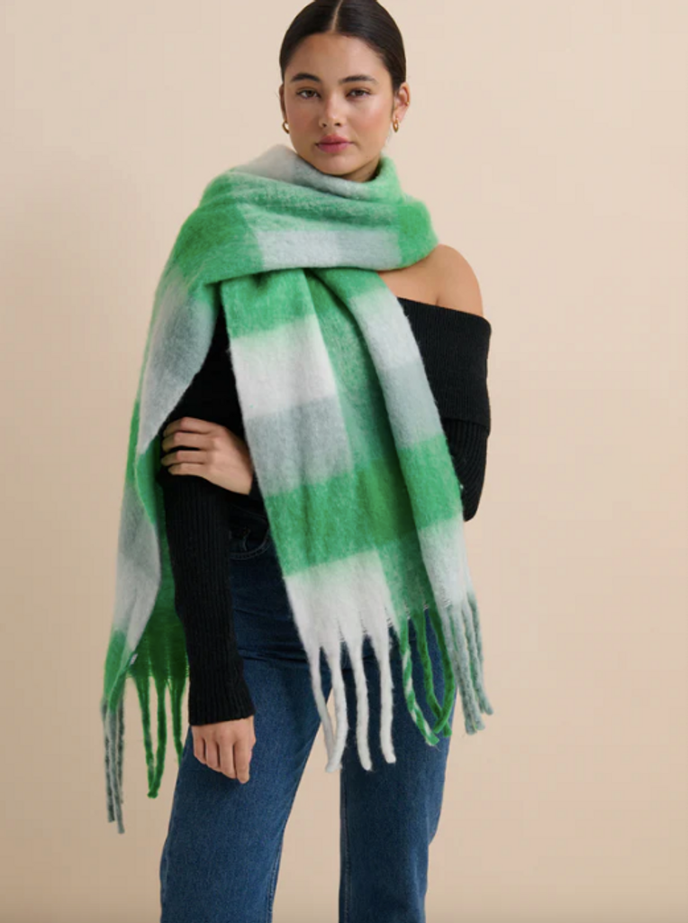 Green & White Checkered Scarf 