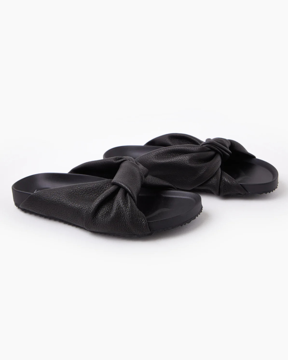 Walnut pixy Leather Slide Black