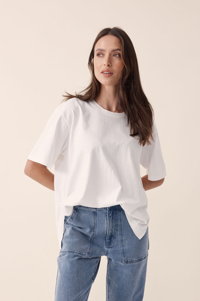 Ceres Life Slouchy Split Hem Tee Vanilla 