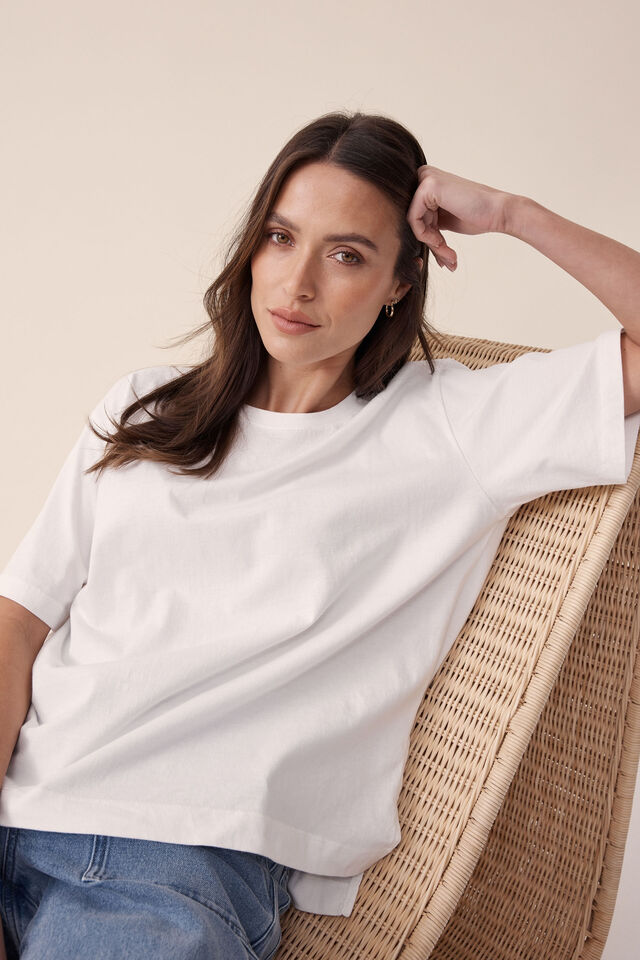 Ceres Life Slouchy Split Hem Tee Vanilla 