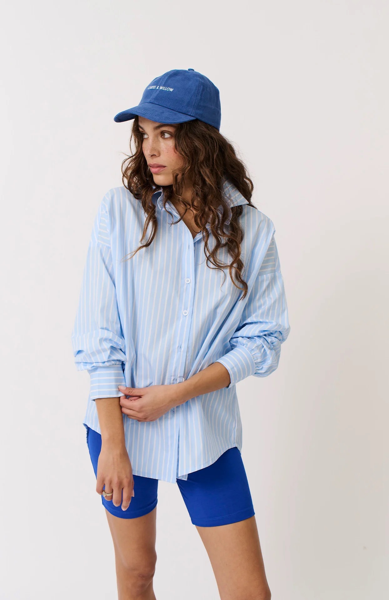 Cartel & Willow Tammy Shirt Aqua Stripe