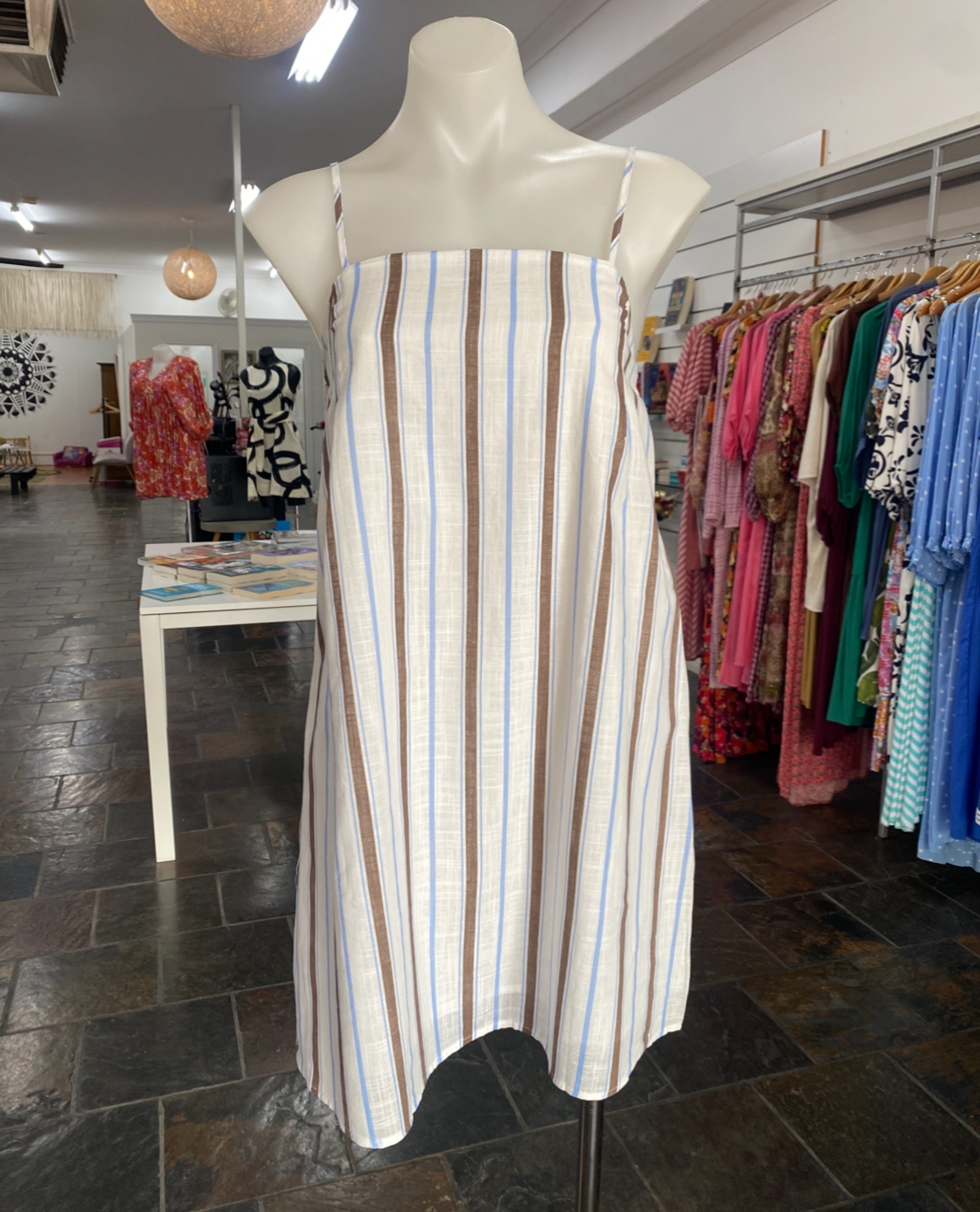 By Frankie Mini Dress Choc/Blue Stripe