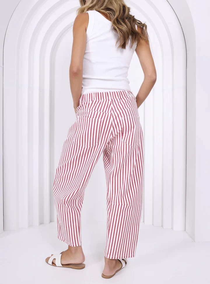 Monaco Jeans Carter Barrel Rust Stripe 