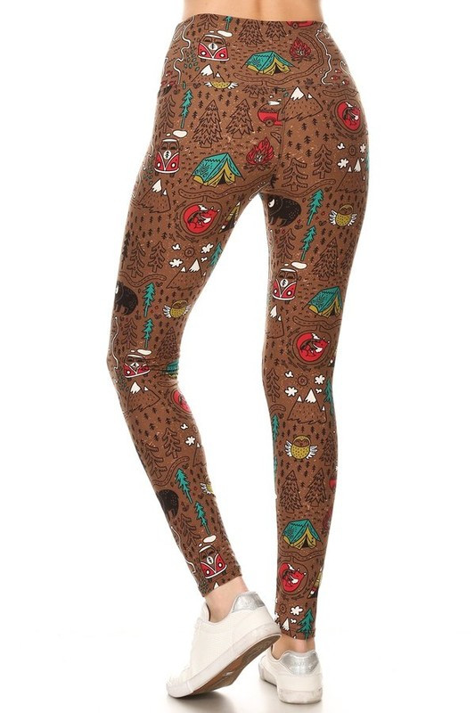Leggings with Camping Icons Design 