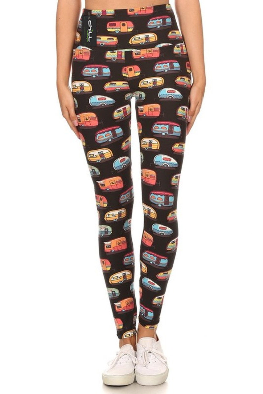 Leggings with Cute Camping Trailers Design - Chill Clothing Co