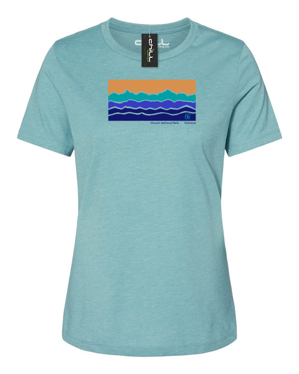 Glacier Park View women’s t shirt lagoon blue