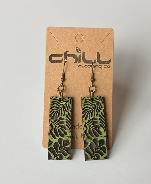 Tropical Design Earrings walnut light Green