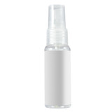 A clear spray bottle with a white label and a translucent cap, suitable for a cleaning solution.