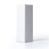 A tall, rectangular white aerator with a smooth finish and a minimalist design, featuring a logo.