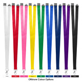 A collection of Bamboo Lanyards in various colours: white, pink, red, yellow, green, blue, purple, and black, with clips.