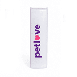 A white lint remover with a logo featuring the words "petlove" in purple and a heart icon.