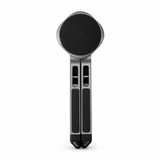 A sleek, silver and black Spider Device Stand with a round base and two adjustable arms.