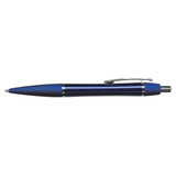 A blue metal pen with a sleek design and silver accents. The pen features a clip for easy carrying and a glossy finish. A blue metal pen with a sleek design and silver accents. The pen features a clip for easy carrying and a glossy finish.