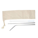 A Mojito Straw Set featuring two stainless steel straws, a cleaning brush, and a canvas pouch for storage. A Mojito Straw Set featuring two stainless steel straws, a cleaning brush, and a canvas pouch for storage.