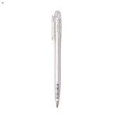 A plastic pen in a clear casing with a black ink refill. The design features a clip for attachment.
