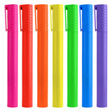 A set of jumbo highlighter pens in pink, red, orange, yellow, green, blue, and purple, featuring a textured grip and clips.