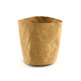 A kraft paper storage bag in a tan colour, featuring a simple design and no visible branding. A kraft paper storage bag in a tan colour, featuring a simple design and no visible branding.