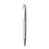 A silver metal pen with a sleek design and clip, showcasing a polished finish. A silver metal pen with a sleek design and clip, showcasing a polished finish.