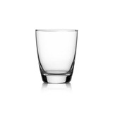A clear glass tumbler with a tapered design, suitable for serving beverages.