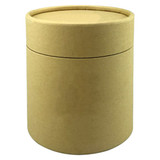 A cylindrical, brown kraft paper tube with a fitted lid, designed for packaging. Features a simple design with no visible branding.
