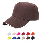 A brown heavy cotton sandwich cap with a curved brim, featuring various colour options displayed below. A brown heavy cotton sandwich cap with a curved brim, featuring various colour options displayed below.