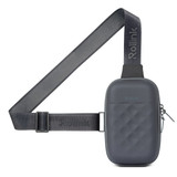 A sleek, grey bag with a quilted pattern and an adjustable strap, featuring a Rollink logo.