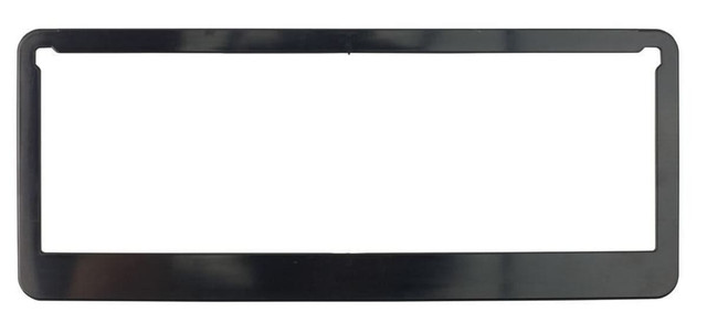 A black surround frame with a rectangular shape and open centre, featuring two notches on the sides.