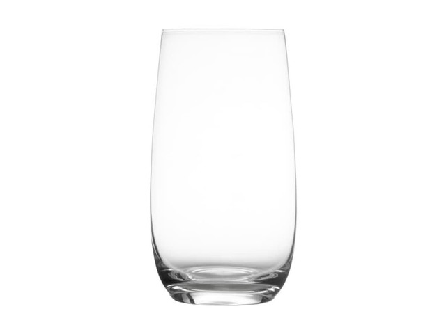 A set of six clear glass highball glasses with a sleek design, presented in a gift box.