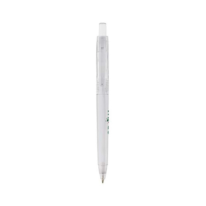 A mechanical pencil with a clear barrel and grey lead, featuring a push button and a clip for convenience.