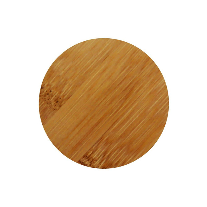 A round bamboo bottle opener with a smooth, natural wood finish. It features a simple, circular design.