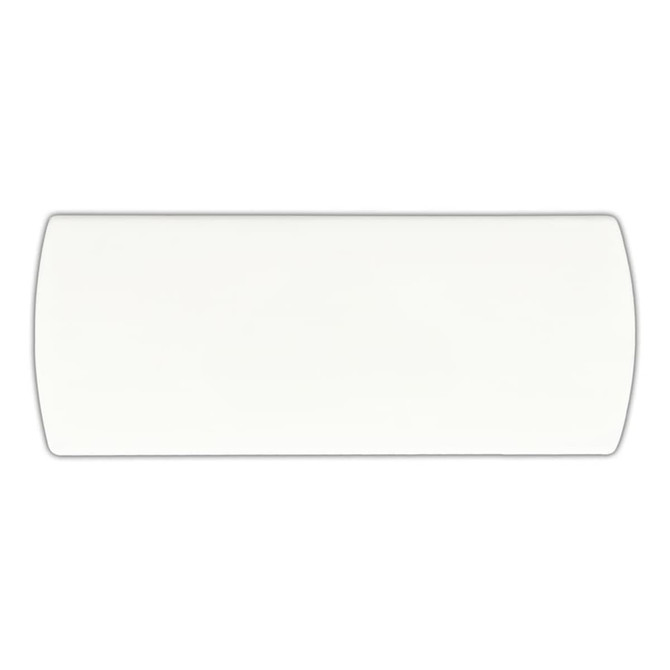 A white bandage dispenser with a rounded shape and a smooth surface, featuring a logo.