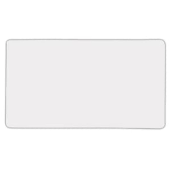A square fridge magnet with rounded corners, featuring a plain white surface.