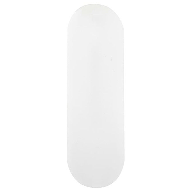 A plain white smartphone strap with an oval shape, featuring a logo at one end.