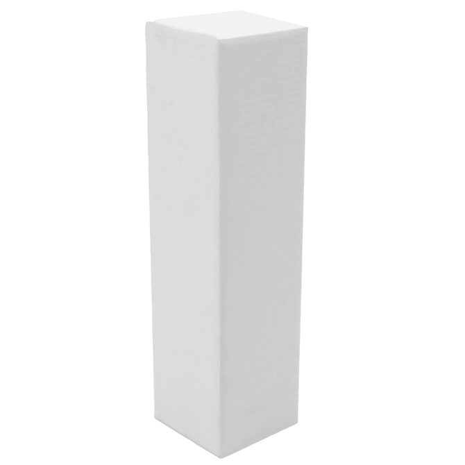 A white rectangular packaging box standing upright. The box is plain without any branding or logos.