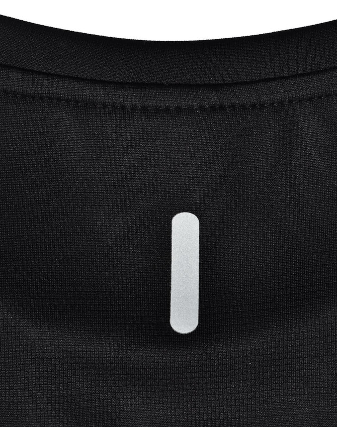 A black ladies' ultra-lightweight performance short-sleeve tee featuring a reflective logo on the back.