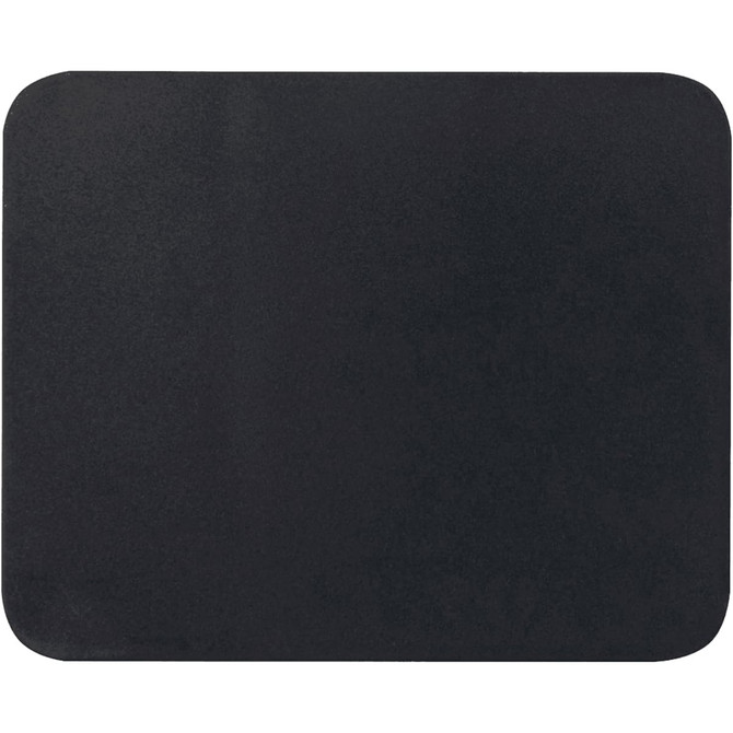 A black mouse pad with rounded edges, featuring a smooth, flat surface and no visible branding.