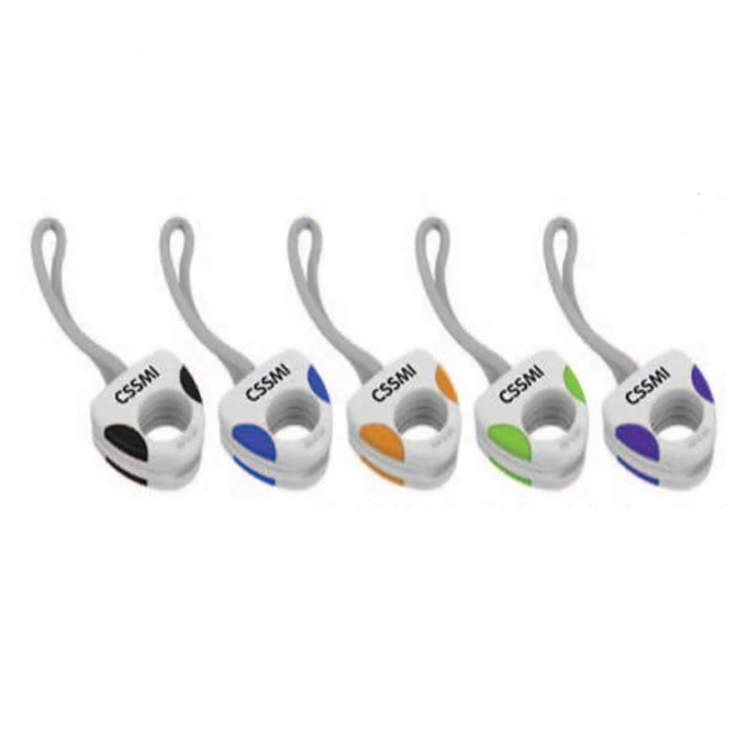 A set of five "Arm Rope" products in white, featuring coloured accents in black, orange, green, and blue, with a logo.